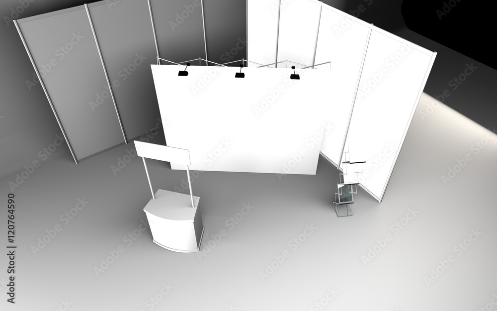 Trade exhibition stand, Exhibition round, 3D rendering visualiza Trade exhibition stand, Exhibition round, 3D rendering visualiza