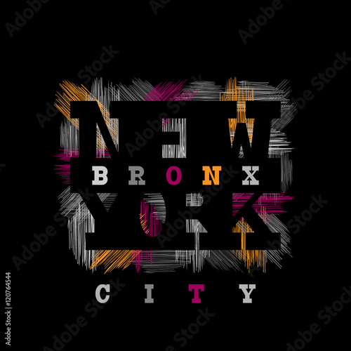 New York Bronx Typography in a grunge style. Vintage concept