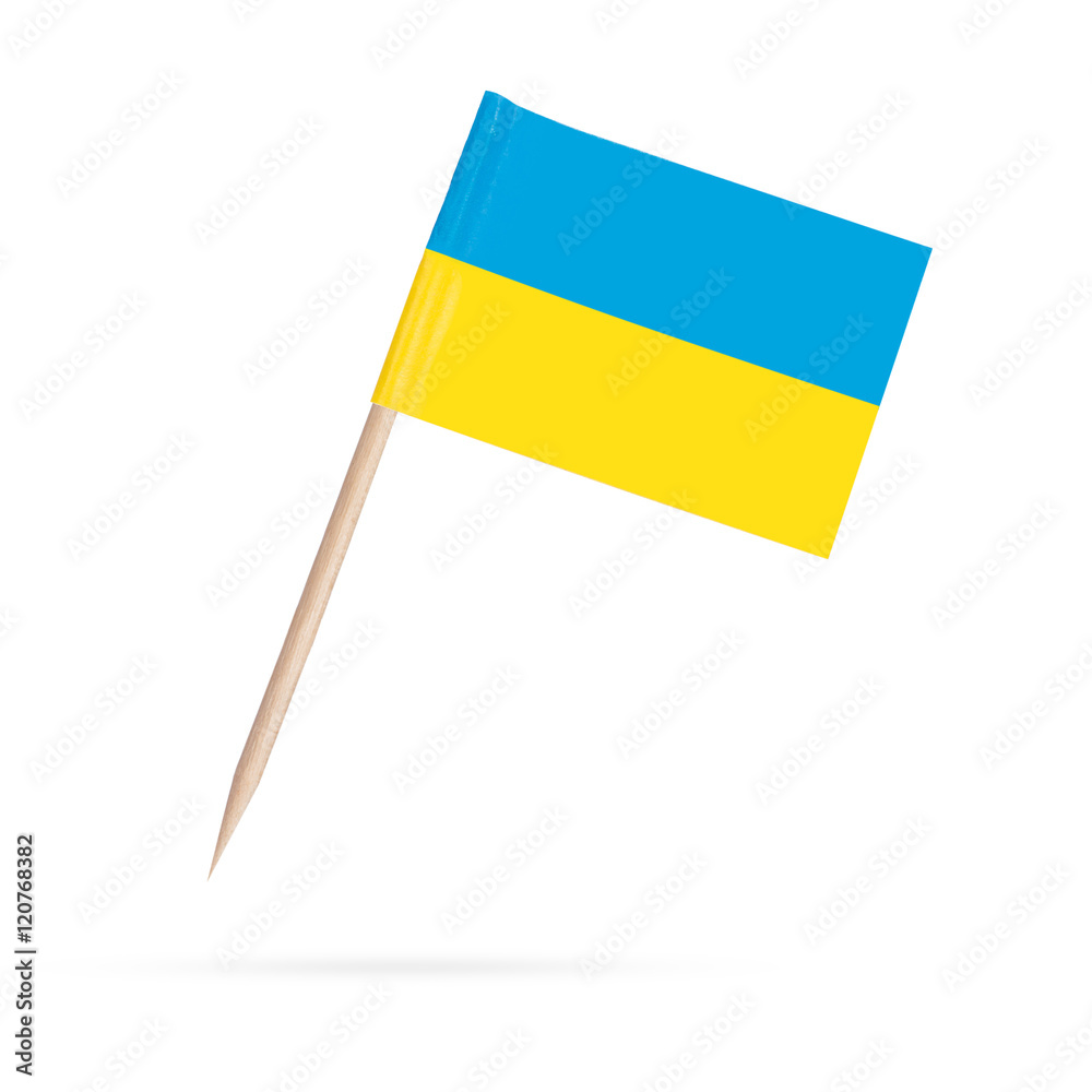 Miniature Flag Ukraine. Isolated on white background Stock Photo ...