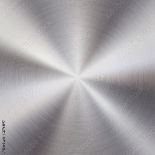 Abstract technology background with polished, brushed circular metal texture, chrome, silver, steel, aluminum for design concepts, web, prints, posters, wallpapers, interfaces. Vector illustration.