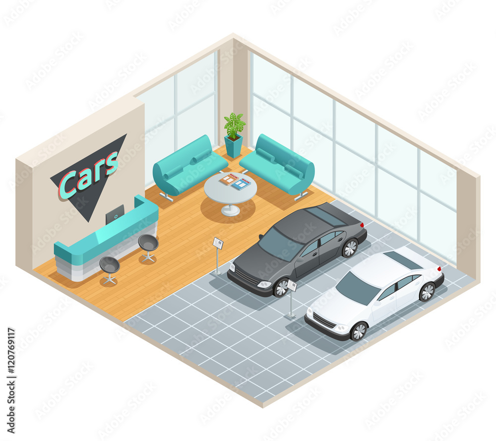 Naklejka premium Hall Interior Isometric Design