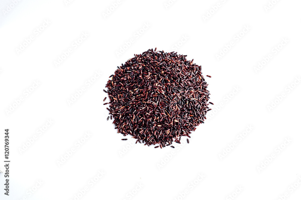 rice berry organic rice on white background, brown rice Thailand
