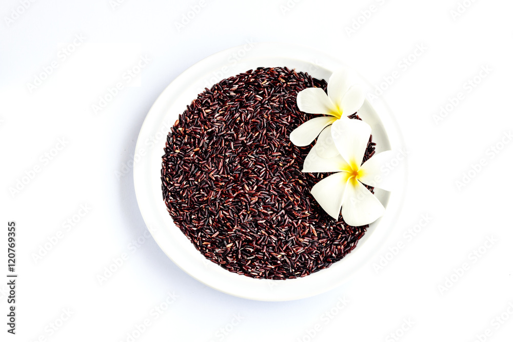 rice berry organic rice on white background, brown rice Thailand