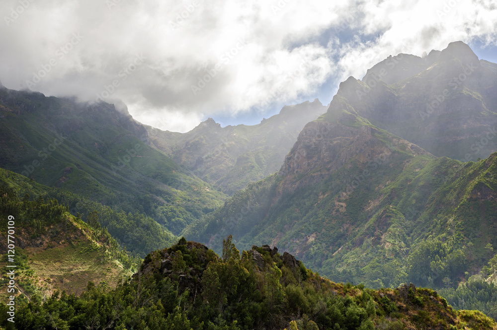 Madeira moutains with mist.