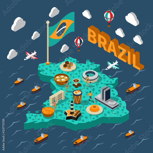 Brazil Isometric Map