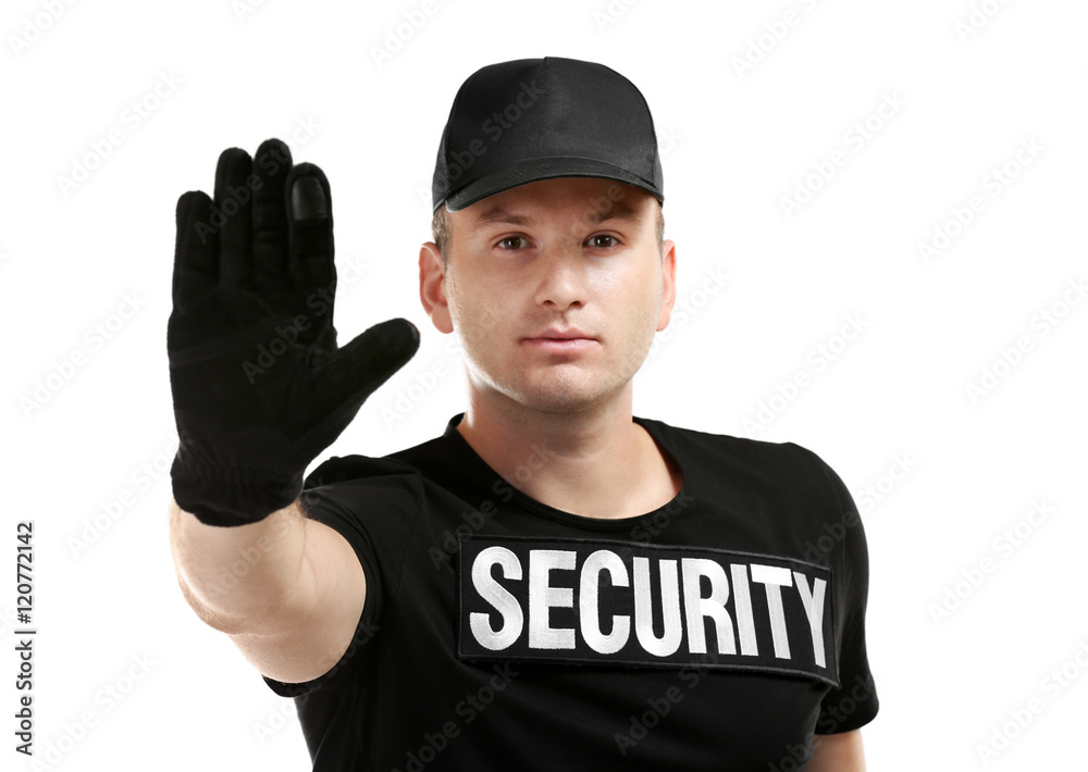 Male security guard isolated on white Male security guard isolated on white