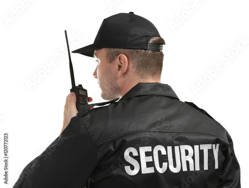 Male security guard isolated on white