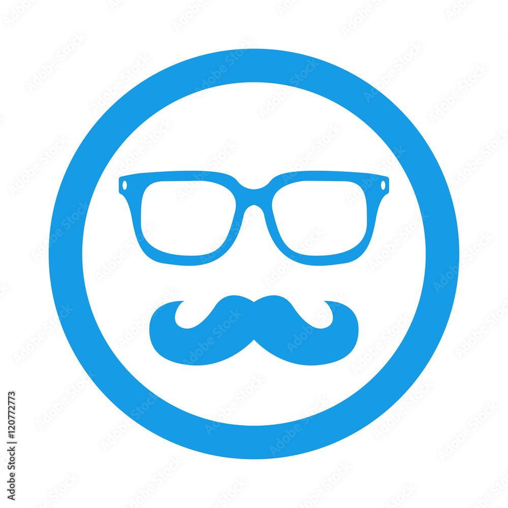 Icono plano hipster en circulo color azul Icono plano hipster en circulo color azul