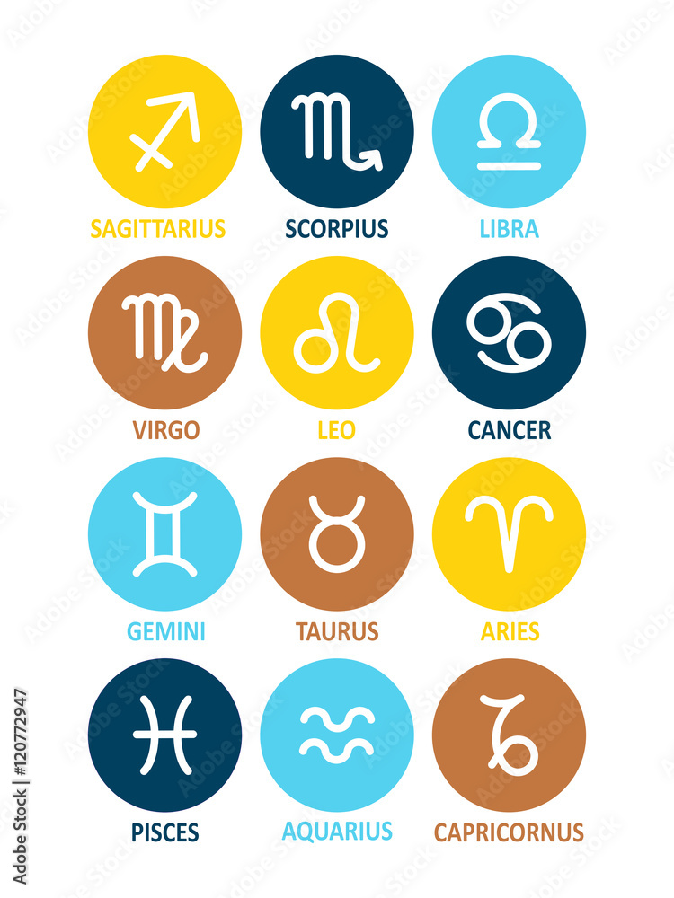 Zodiac . Set of icons. Astrology sign. Astronomy symbol. Vector illustration