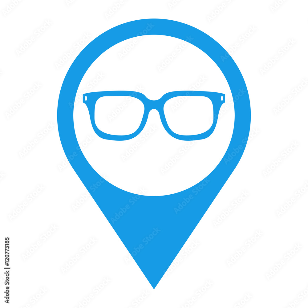 Icono plano localizacion gafas hipster azul Icono plano localizacion gafas hipster azul