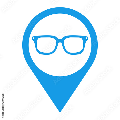 Icono plano localizacion gafas hipster azul