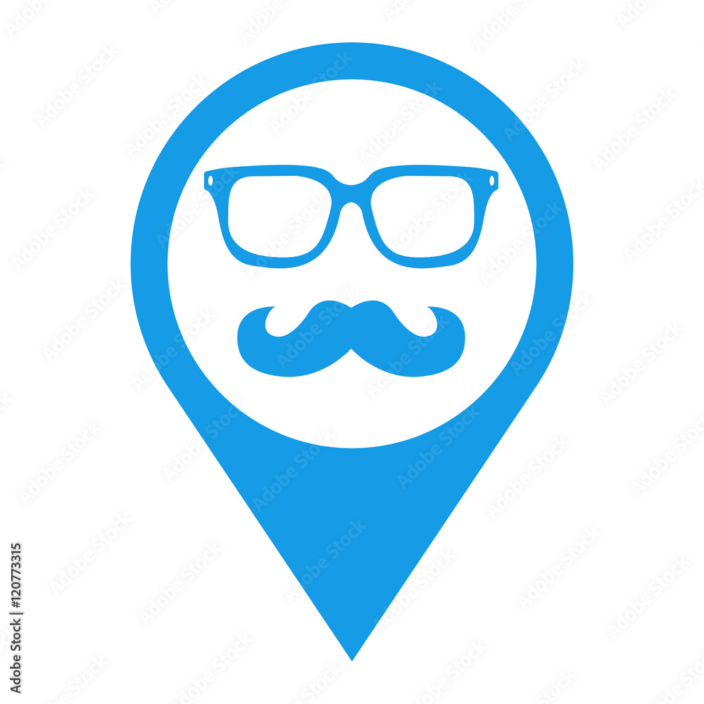 Icono plano localizacion hipster azul Icono plano localizacion hipster azul