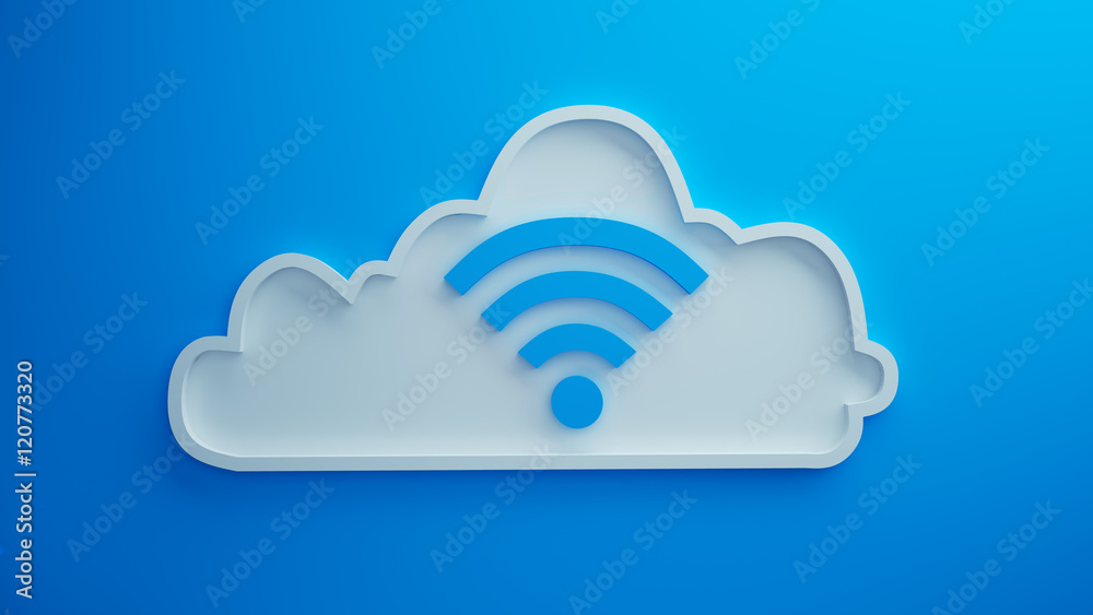 wifi Cloud blue background 3d render