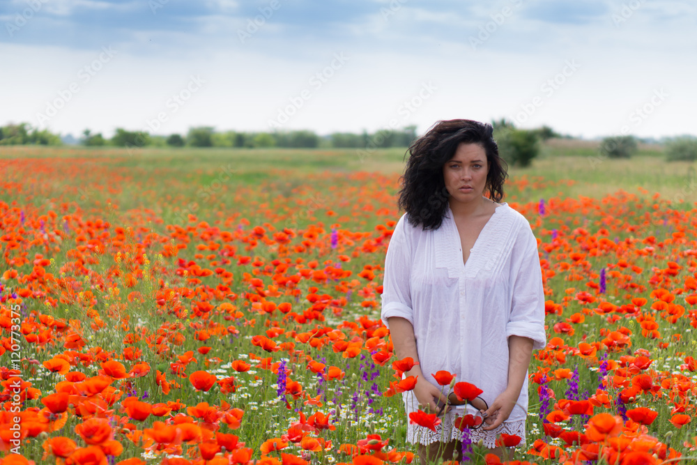 sad girl in poppies field sad girl in poppies field