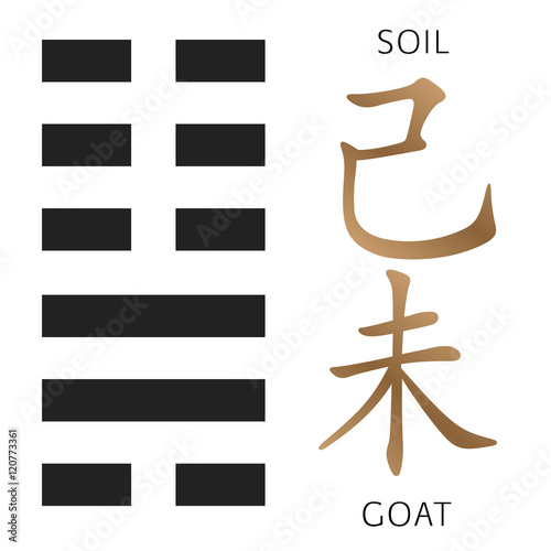Symbol of i ching hexagram from chinese hieroglyphs.