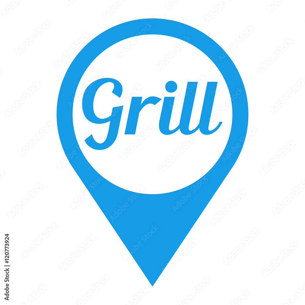 Icono plano localizacion texto Grill azul Icono plano localizacion texto Grill azul