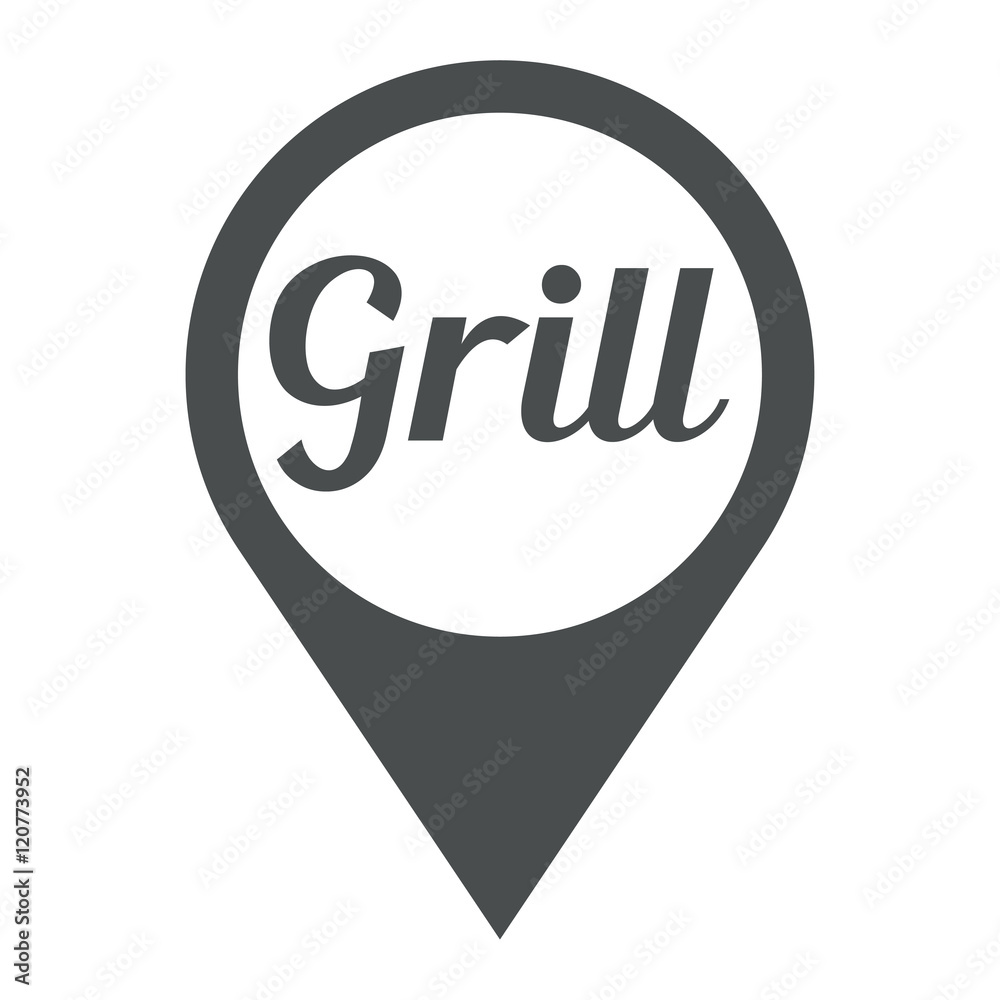 Icono plano localizacion texto Grill gris Icono plano localizacion texto Grill gris