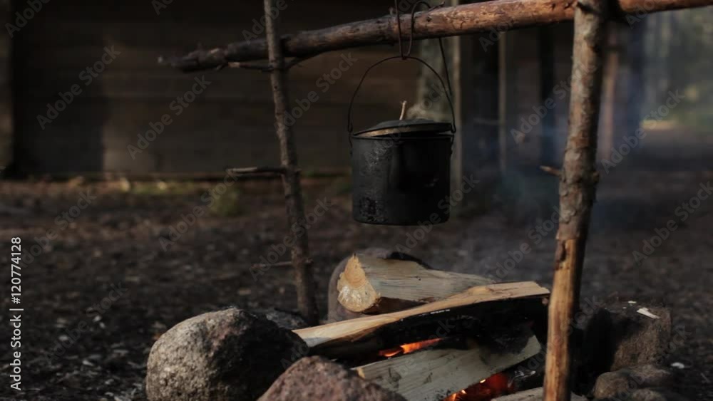 Kettle on the Fire. Camping, Nature. Kettle on the Fire. Camping, Nature.