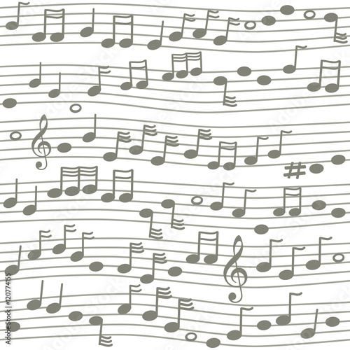Staves on white background. Seamless pattern vector made with musical notes drawn on staves.