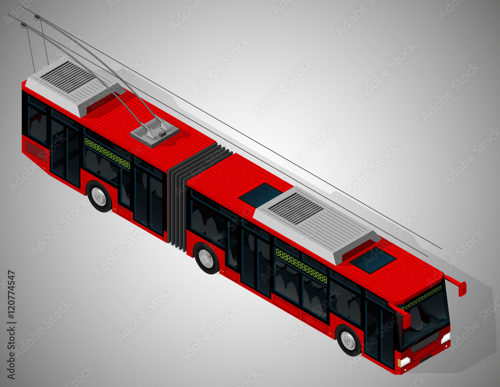 Vector isometric illustration of a low floor articulated city ...