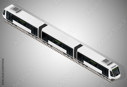 Vector isometric illustration of a subway train. Vehicles designed to carry large numbers of passengers.