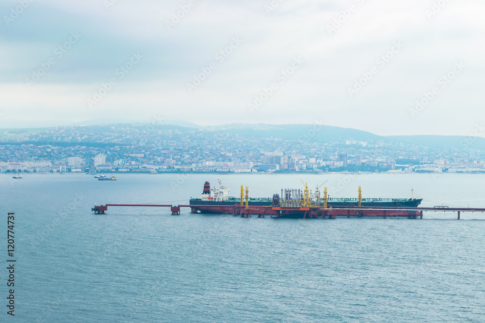 Oil-loading terminal Sheskharis in the port of Novorossiysk, Russia