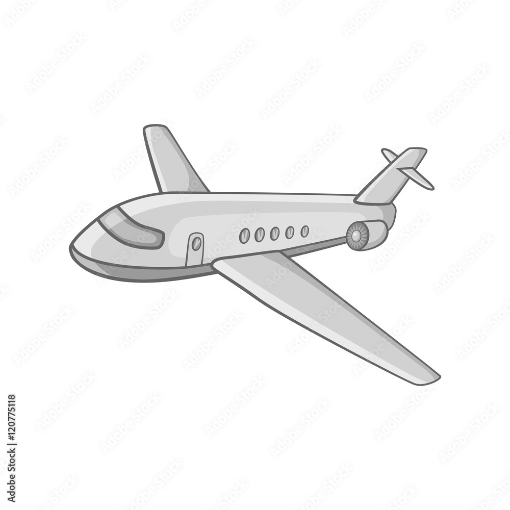 Fototapeta premium Passenger airliner icon in black monochrome style on a white background vector illustration