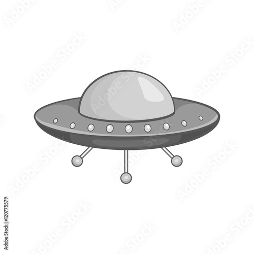 Ufo spaceship icon in black monochrome style on a white background vector illustration