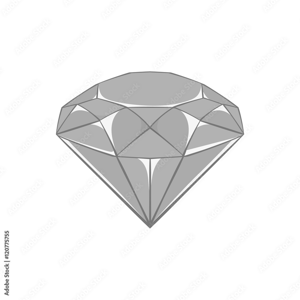 Diamond icon in black monochrome style on a white background vector illustration Diamond icon in black monochrome style on a white background vector illustration