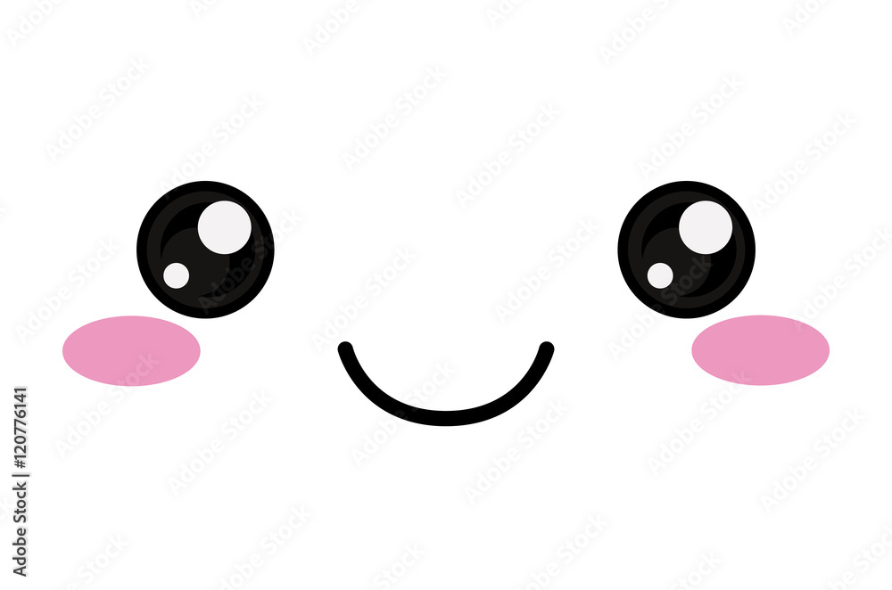 Kawaii happy face icon. Cute cartoon and character theme. Isolated design. Vector illustration Kawaii happy face icon. Cute cartoon and character theme. Isolated design. Vector illustration