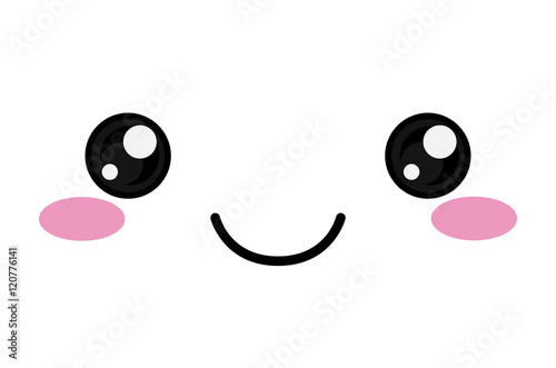 Kawaii happy face icon. Cute cartoon and character theme. Isolated design. Vector illustration
