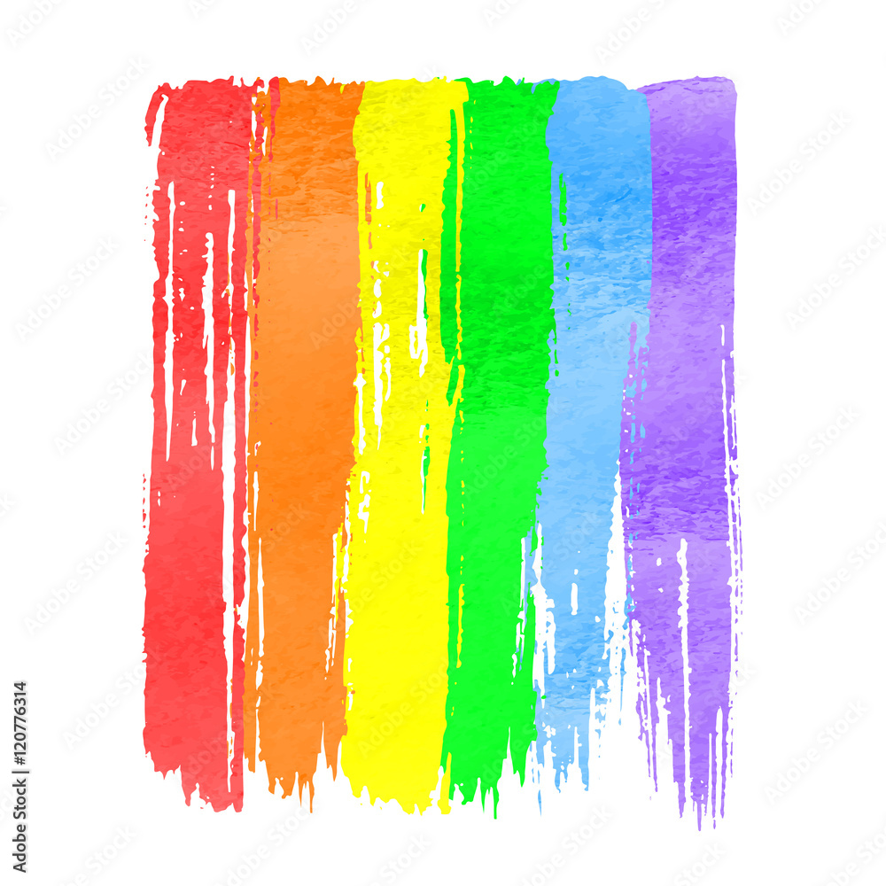 Rainbow vector watercolor hand drawn paint