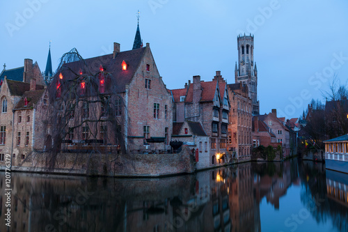 Canal and Reflection in Bruges, Belgium