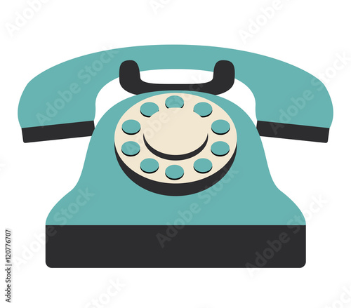 Blue phone icon. retro technology gadget and antique theme. Isolated design. Vector illustration