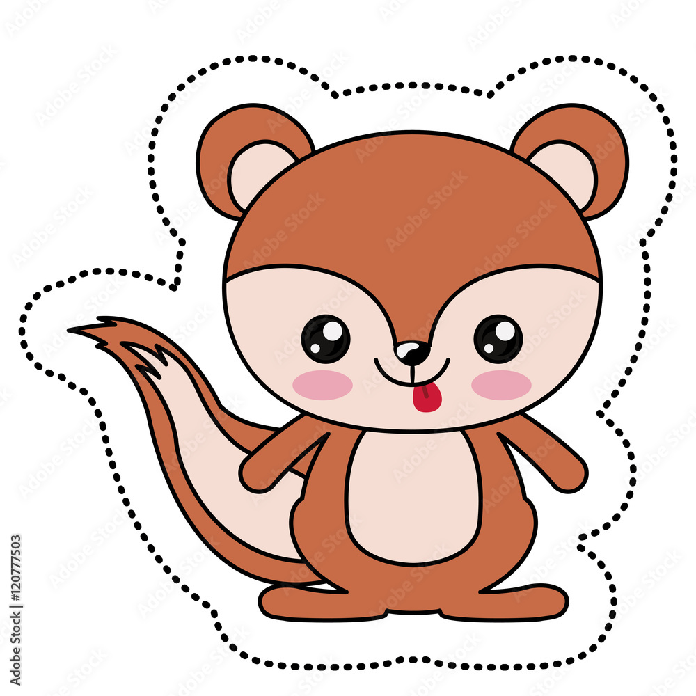 Squirrel with kawaii face icon. Cute animal cartoon and character theme. Isolated design. Vector illustration