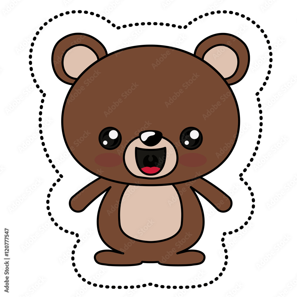 Bear with kawaii face icon. Cute animal cartoon and character theme. Isolated design. Vector illustration Bear with kawaii face icon. Cute animal cartoon and character theme. Isolated design. Vector illustration