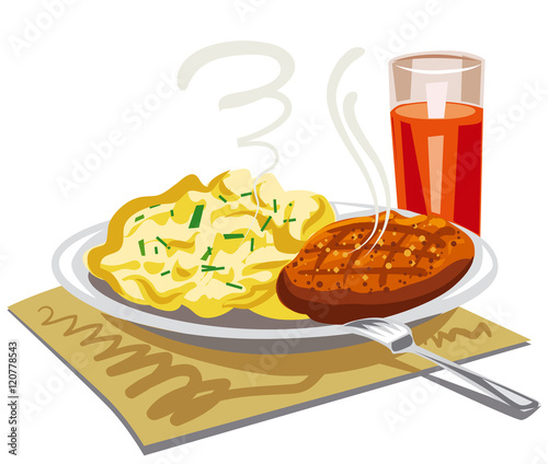 mushed potatoes with cutlet