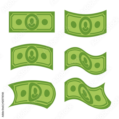 USA money. Set of dollars. Developing cash of various shapes