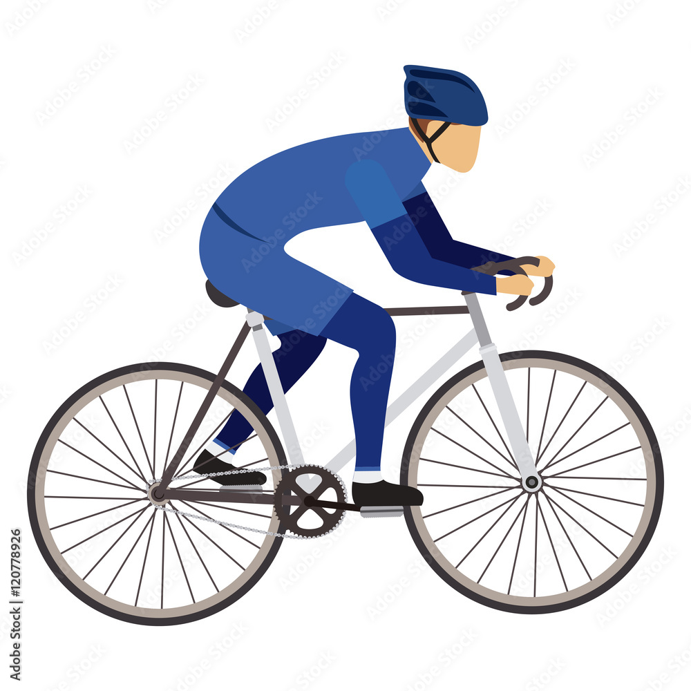 Naklejka premium Bike bicycle cycle with biker icon. Healthy lifestyle sport and transportation theme. Isolated design. Vector illustration