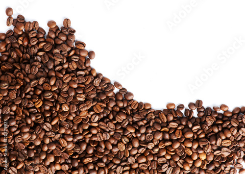 coffee beans over white background