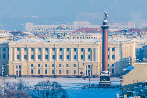 Alexander Column and Palace Square View from St. Isaacs Cathedral, St. Petersburg, Russia