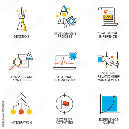 Vector set of icons related to career progress and business management. Infographics design elements - part 9