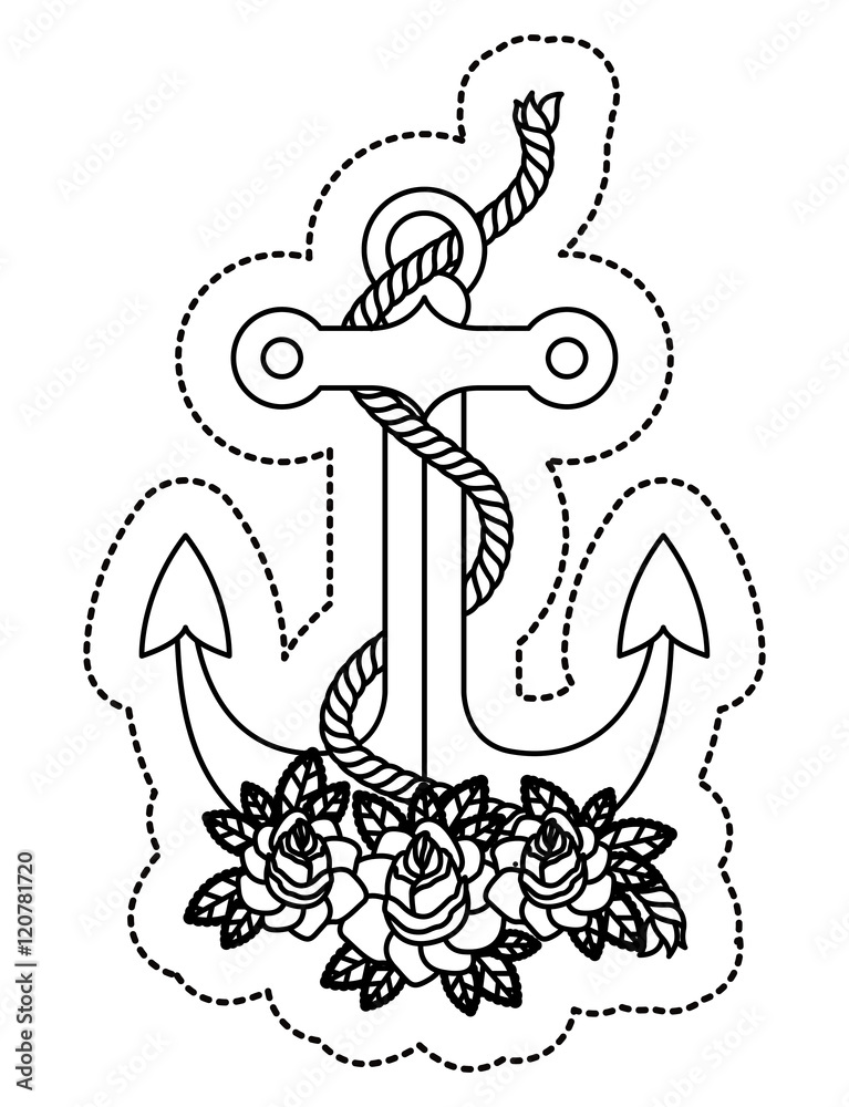 Anchor roses and rope icon. Sea lifestyle nautical and marine theme. Isolated design. Vector illustration Anchor roses and rope icon. Sea lifestyle nautical and marine theme. Isolated design. Vector illustration
