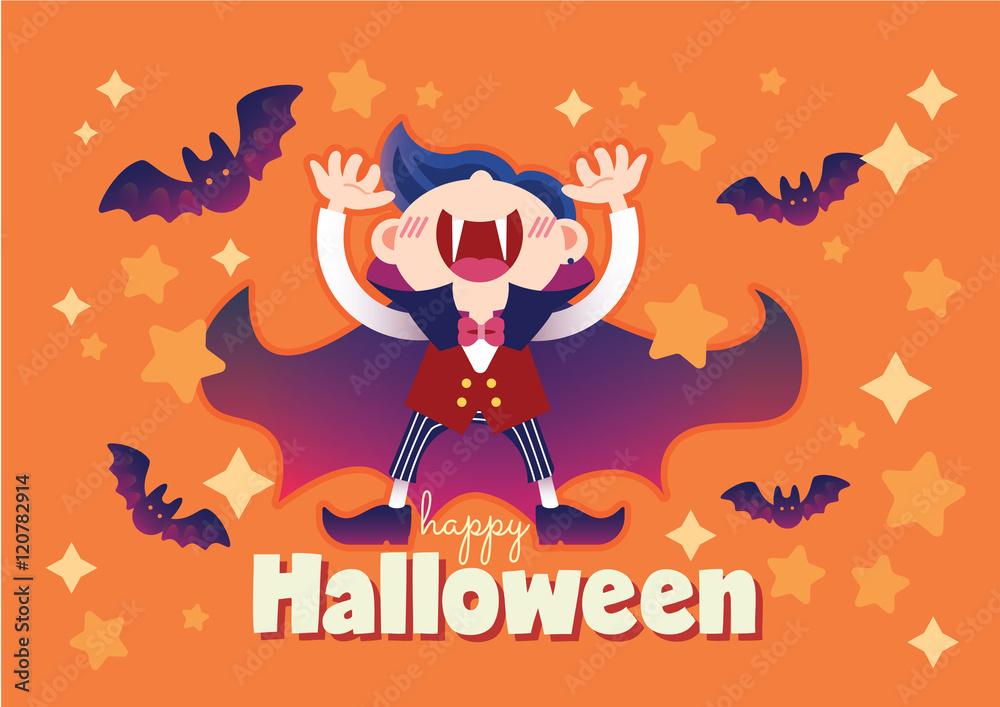 cute vampire kid joyful halloween party celebration illustration vector background