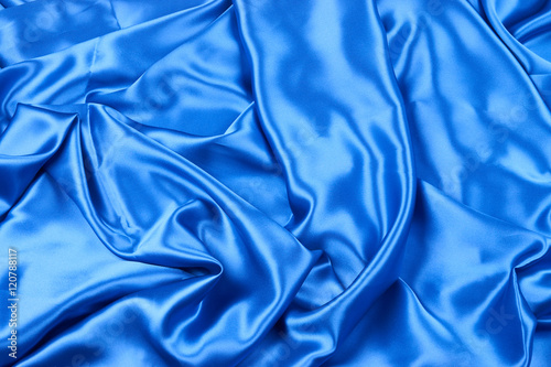 Shiny deep blue fabric silk