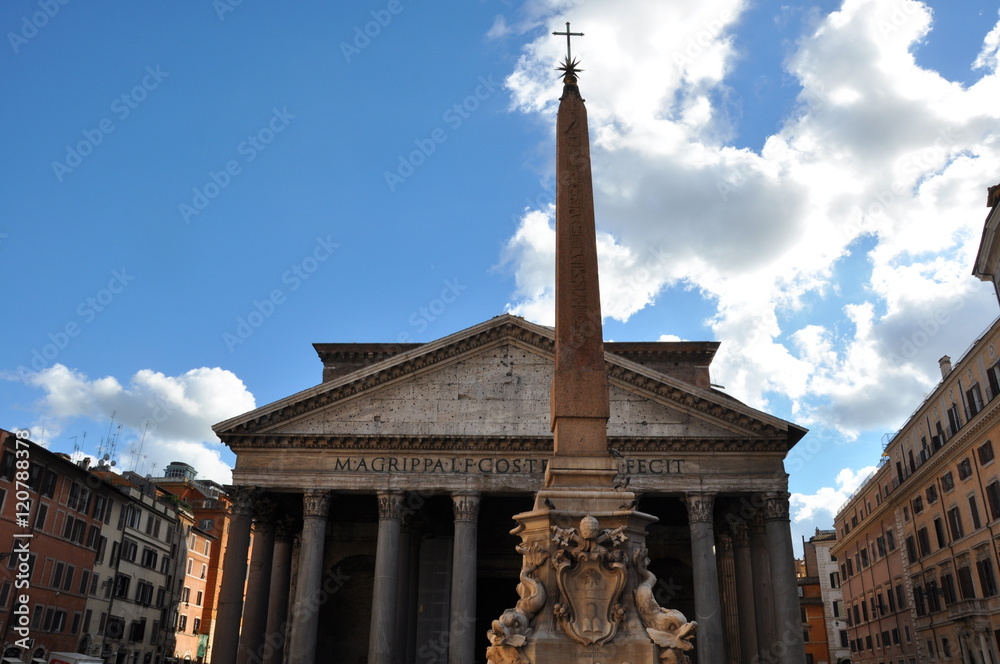Front Exterior View of the 2000 Year Old Pantheon - Rome, Italy