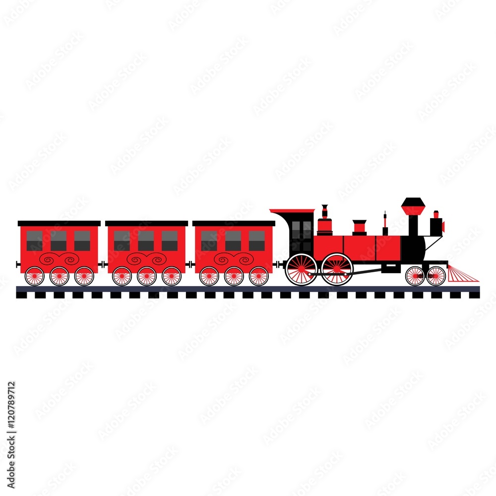 Fototapeta premium Vector illustration of a toy red train