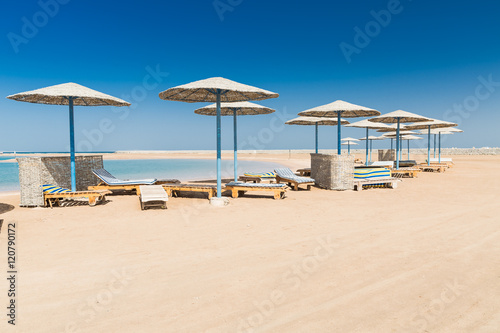 Sunshade umbrellas on the beach