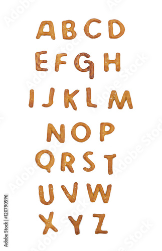 Pretzel Alphabet on white background