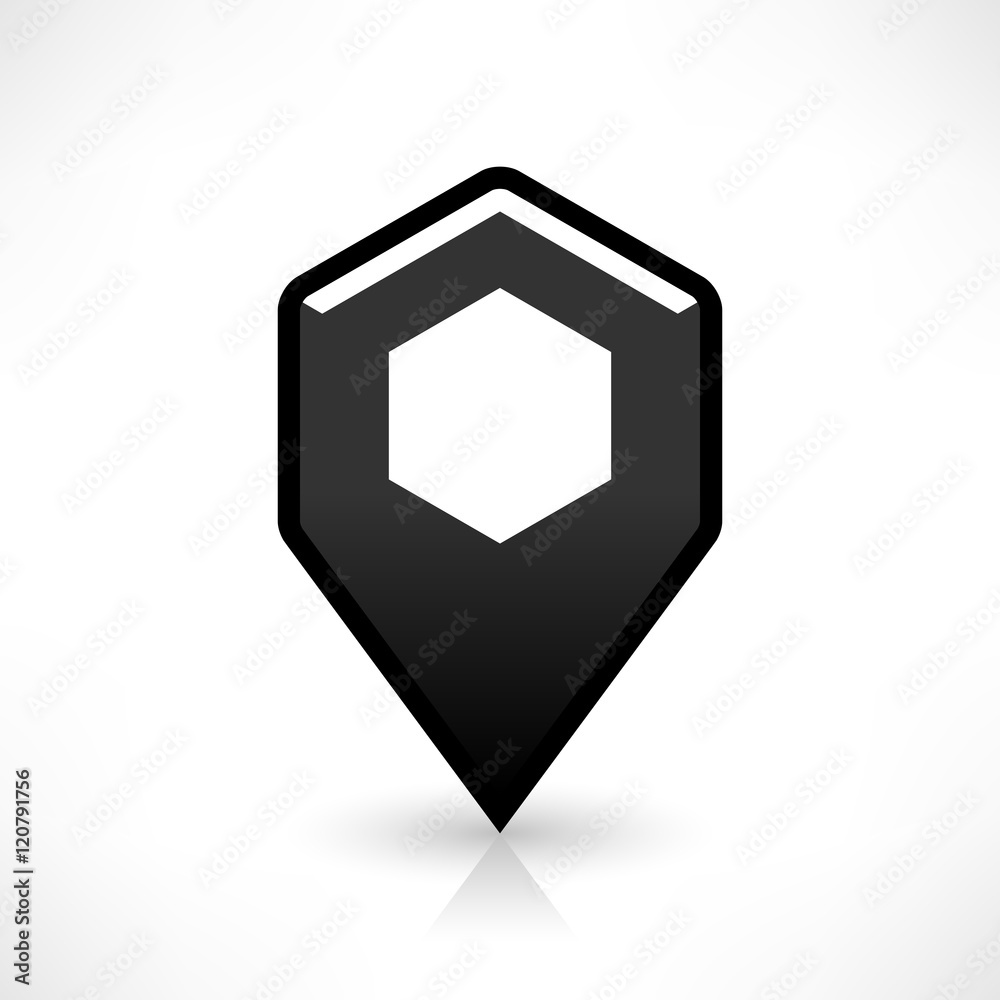 Blank map pin flat location icon hexagon sign Blank map pin flat location icon hexagon sign